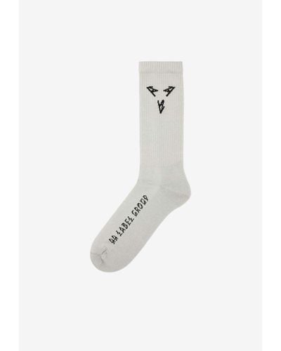 44 Label Group Logo Embroidered Socks - White