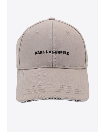 Karl Lagerfeld Logo-Embroidered Baseball Cap - Grey