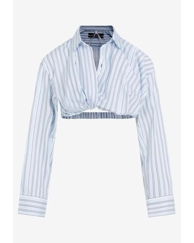 Jacquemus Bahia Striped Cropped Shirt - Blue