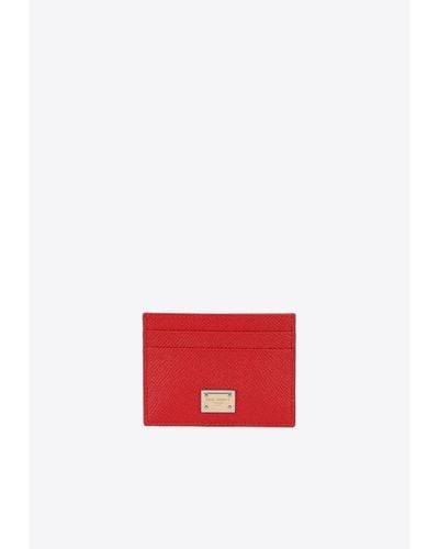 Dolce & Gabbana Calfskin Cardholder With Dg Logo - Red