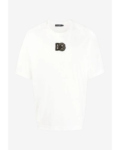 Dolce & Gabbana Dg Logo Patch Oversized T-Shirt - White