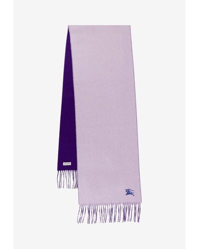 Burberry Ekd Embroidered Reversible Cashmere Scarf - Purple