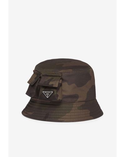 Prada Camouflage Print Bucket Hat - Brown