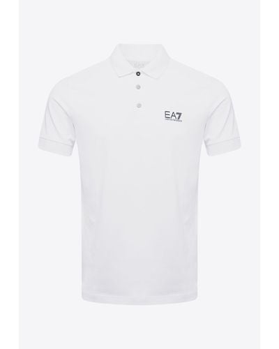 EA7 Logo Short-Sleeved Polo T-Shirt - White