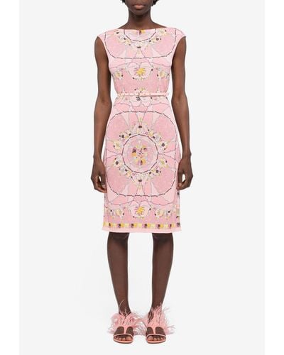 Emilio Pucci Cyprea Print Belted Dress - Pink