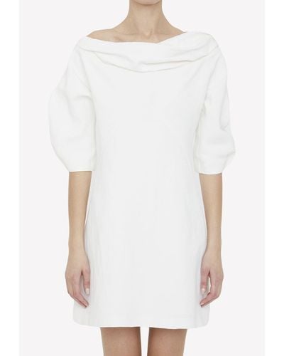 Jil Sander Cowl Neck Mini Dress - White