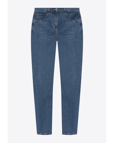 Etro Embroidered Straight-Leg Jeans - Blue
