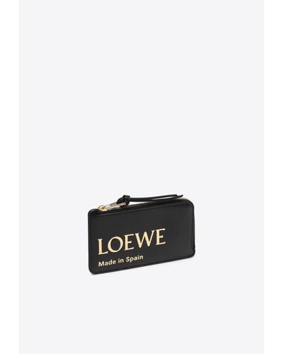 Loewe Logo Embossed Zipped Cardholder - White