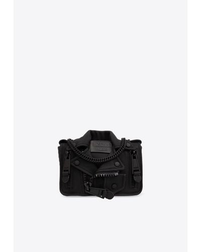 Moschino Mini Rubberized Leather Biker Bag - Black