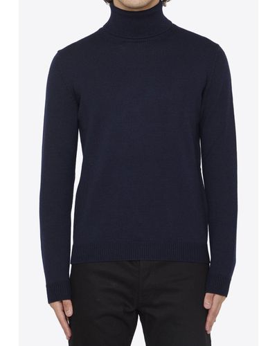 Roberto Collina Merino Wool Turtleneck Sweater - Blue