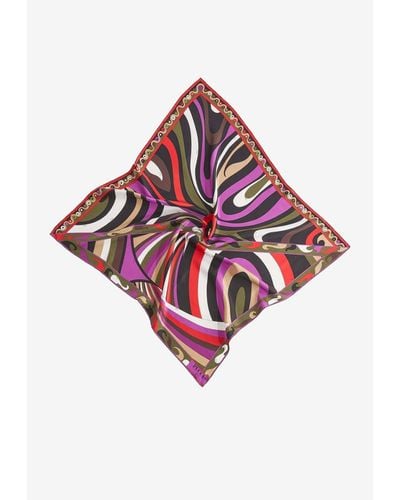 Emilio Pucci Large Iride And Marmo Print Silk Scarf - Red