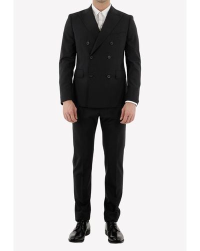 Tonello Double-Breasted Wool Suit Set - Black