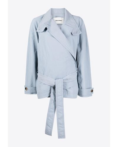 Low Classic Long-Sleeved Belted Jacket - Blue