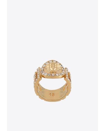 Versace La Medusa Crystal-Embellished Ring - Metallic
