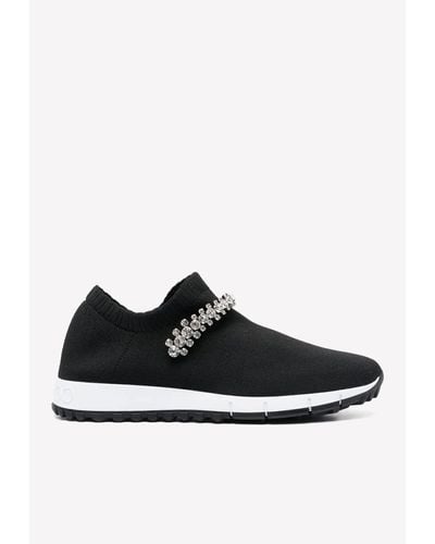 Jimmy Choo Verona Slip-On Sneakers With Crystal Embellishment - Black