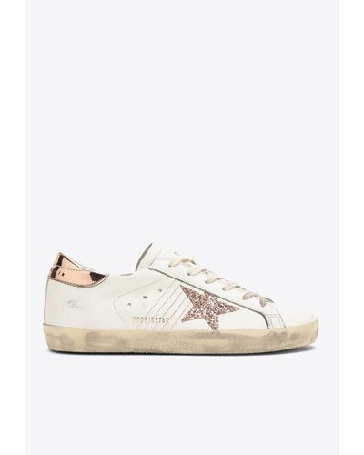 Golden Goose Super-Star Low-Top Trainers With Glittered Star - White