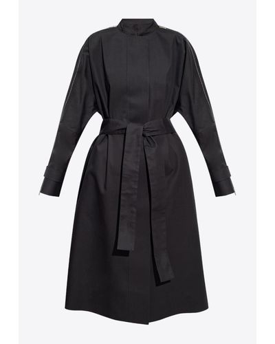Ferragamo Standing Collar Belted Coat - Black