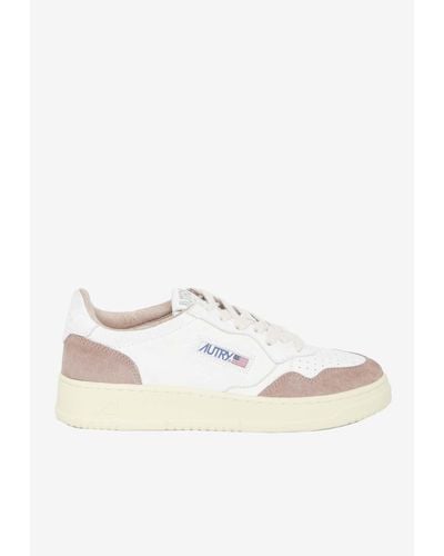 Autry Medalist Leather And Suede Low-Top Sneakers - White
