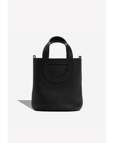 Hermès In The Loop 23 In Black Taurillon Clemence And Swift With Gold Hardware