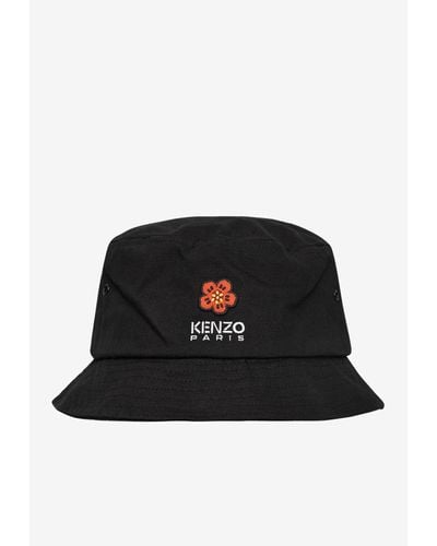 KENZO Logo Embroidered Bucket Hat - Black