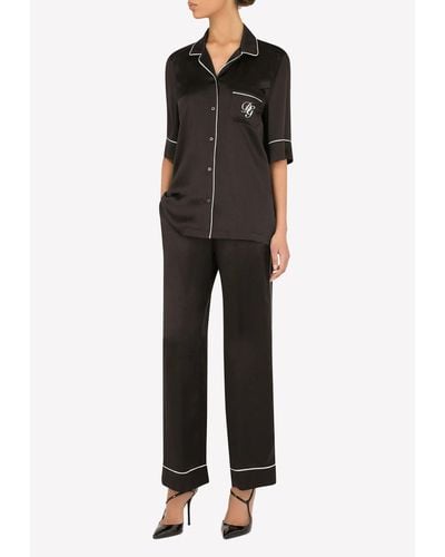 Dolce & Gabbana Satin Pajama Pants - Black