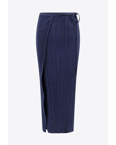 LE17SEPTEMBRE Ribbed Maxi Wrap Skirt - Blue