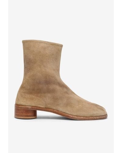 Maison Margiela Tabi Suede Ankle Boots - Natural