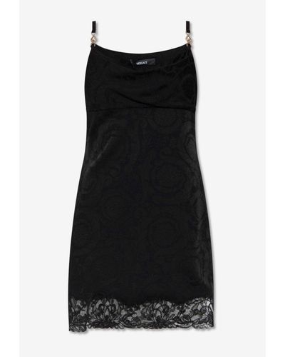 Versace Barocco Lace Sleeveless Mini Dress - Black