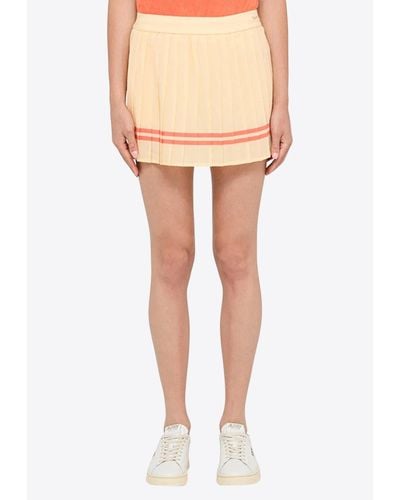 Sporty & Rich Double-Stripe Pleated Mini Skirt - Natural