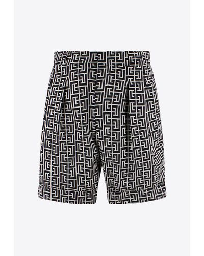 Balmain Monogram Bermuda Shorts - Gray