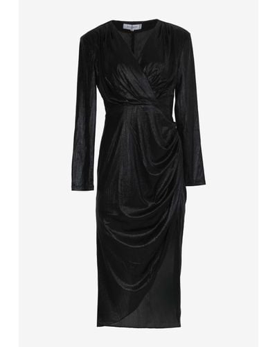 Elliatt Irene Metallic Midi Dress - Black