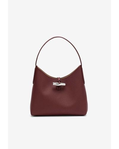 Longchamp M Roseau Leather Hobo Bag - Red