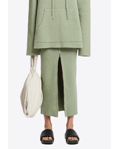 Nanushka Nima Terry Knit Zip-Detail Midi Skirt - Green