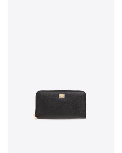 Dolce & Gabbana Zip-Around Grained Leather Wallet - White