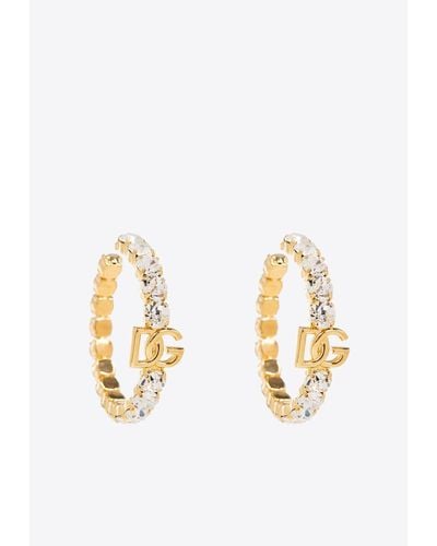 Dolce & Gabbana Creolla Rhinestone-Embellished Hoop Earrings - White