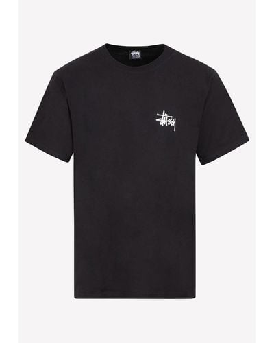 Stussy Graffiti Logo Crewneck Short-sleeved T-shirt - Black