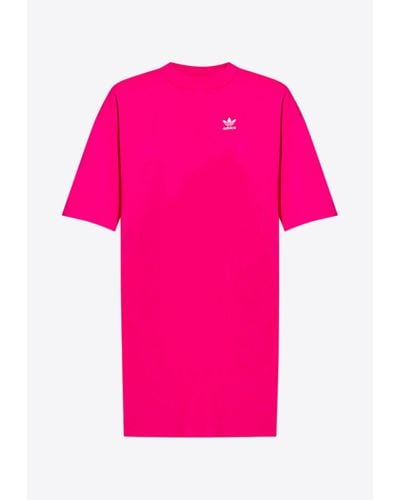 adidas Originals Logo Print Mini T-shirt Dress - Pink