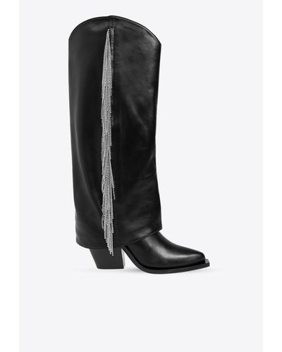 Le Silla Jewel 105 Crystal-Fringed Boots - Black