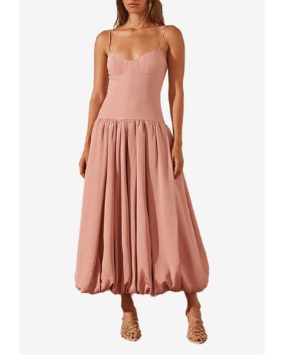 Shona Joy Vento Bubble-Skirt Midi Dress - Pink