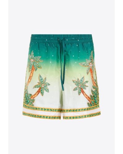 Casablancabrand Joyaux D'Afrique Silk Shorts - Green