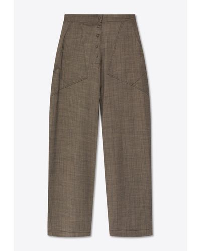 Stella McCartney Pinstripe Wide-Leg Trousers - Brown