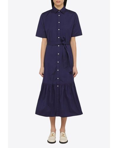 Polo Ralph Lauren Belted Midi Shirt Dress - Blue