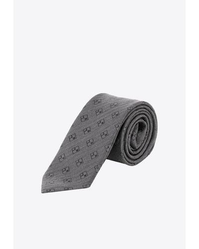 NICKY MILANO Patterned Wool-Blend Tie - Gray