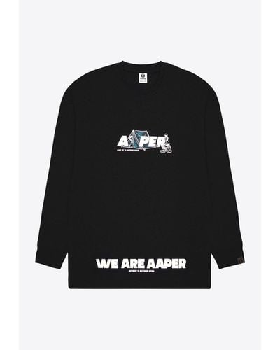 Aape R Printed Long-Sleeved T-Shirt - Black