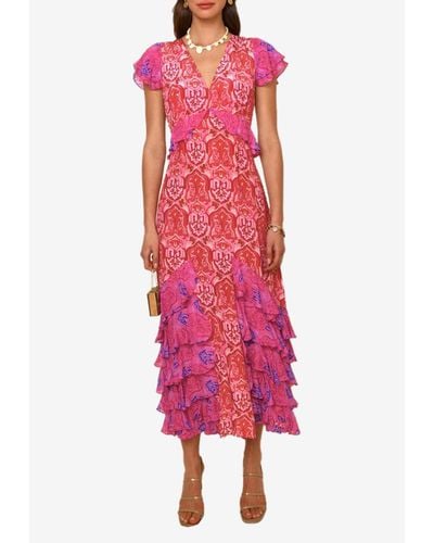 RIXO London Thanvi Woodblock Print Maxi Dress - Pink