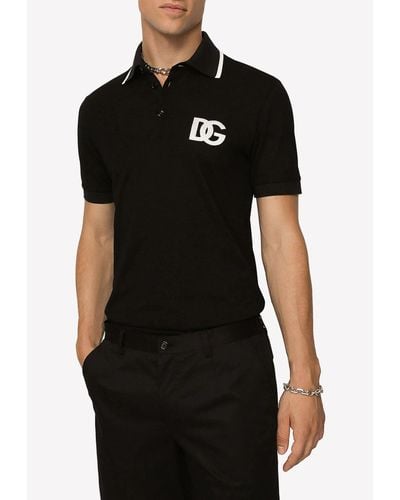 Dolce & Gabbana Logo Cotton Polo Shirt - Black