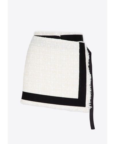 Sacai Wrap-style Tweed Mini Shorts - White