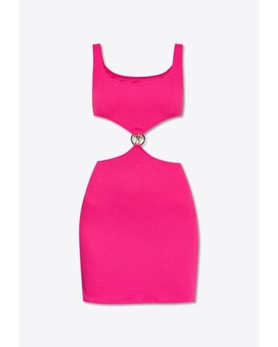 Moschino Cut-Out Logo Plaque Beach Dress - Pink