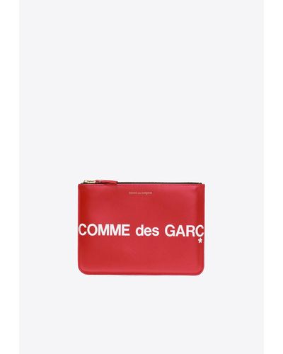 Comme des Garçons Logo-Printed Pouch - Red
