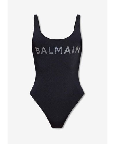 Balmain Stud-Logo One-Piece Swimsuit - Black